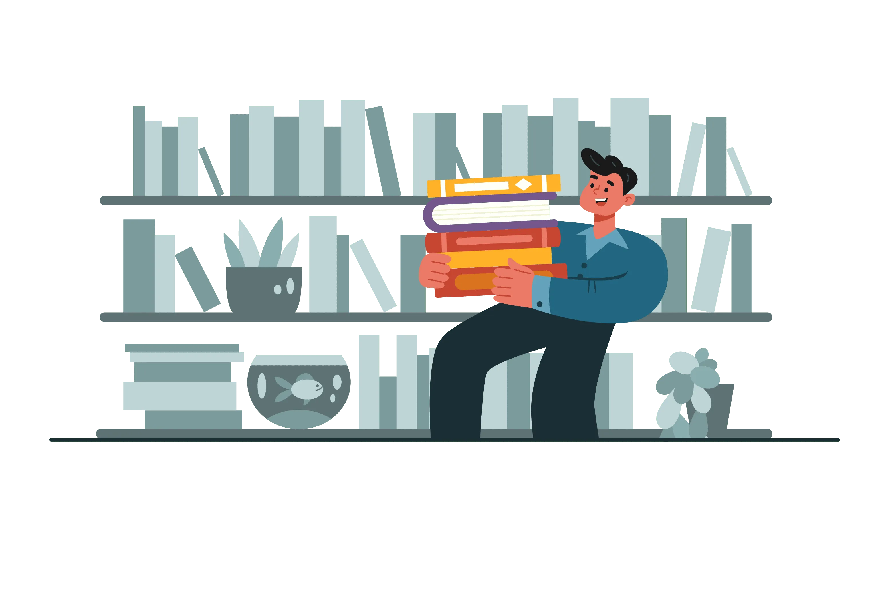 Book Publishing Services - Person reading with bookshelves